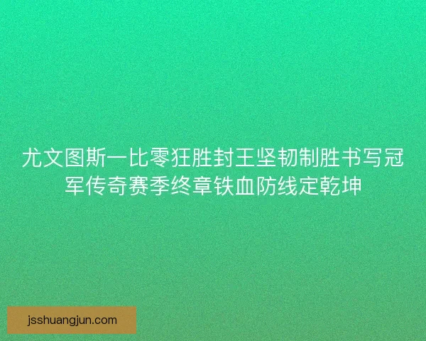 尤文图斯一比零狂胜封王坚韧制胜书写冠军传奇赛季终章铁血防线定乾坤